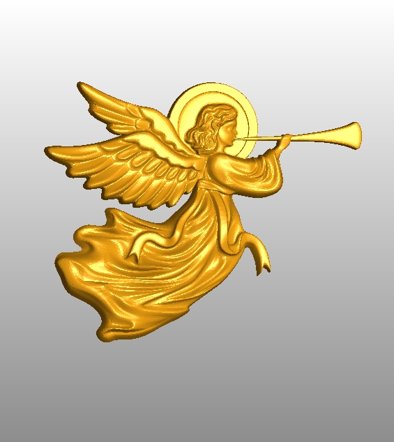 Религия 3, ангел с трубой, горном stl модель